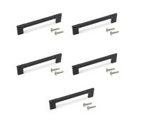 EMUCA - Lote de 5 tiradores para mueble, L189mm, intereje 160mm, Aluminio, Pintado negro