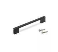 Emuca - Lote de 5 tiradores para mueble, L192mm, intereje 160mm, Zamak, Pintado negro