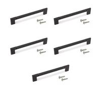 EMUCA - Lote de 5 tiradores para mueble, L221mm, intereje 192mm, Aluminio, Pintado negro