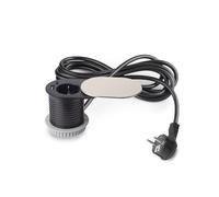 Emuca - Multiconector con Tapa Deslizante Vertikal, diámetro 60mm, 1 Enchufe Tipo Schuko, 1 USB Tipo A, 1 USB Tipo C, Acero y Plástico, Acero Inoxidable