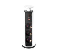 Emuca - Multiconector extraíble, 3 enchufes Schuko, 1 USB A + 2 C, Blanco