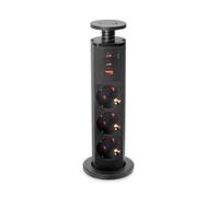 Emuca - Multiconector extraíble, 3 enchufes Schuko, 1 USB A + 2 C, Negro