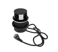 Emuca - Multiconector extraíble Vertikal Push diámetro 100mm, 3 enchufes tipo Schuko, 1 USB tipo A, 1 USB tipo C, Acero y Plástico, Pintado negro