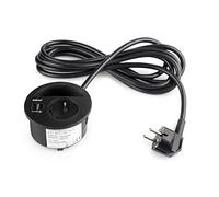 Emuca - Multiconector y pasacabales para empotrar en Muebles, 1 Enchufe Schuko EU y 2 Puertos USB, Pintado Negro, Plástico