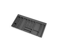 EMUCA - Organizador de Cubiertos, organizador cajón de cocina, cubertero, 12 compartimientos, módulo 100cm, Plástico, Gris Antracita