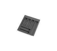 EMUCA - Organizador de Cubiertos, organizador cajón de cocina, cubertero, 6 compartimientos, módulo 45cm, Plástico, Gris Antracita