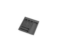 EMUCA - Organizador de Cubiertos, organizador cajón de cocina, cubertero, 6 compartimientos, módulo 50cm, Plástico, Gris Antracita