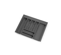 EMUCA - Organizador de Cubiertos, organizador cajón de cocina, cubertero, 7 compartimientos, módulo 60cm, Plástico, Gris Antracita