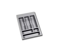 Emuca - Organizador de Cubiertos, organizador cajón de cocina, cubertero, 6 compartimientos, módulo 40cm, Plástico, Gris