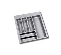 EMUCA - Organizador de Cubiertos, Organizador cajón de Cocina, cubertero, 6 compartimientos, módulo 50cm, Plástico, Gris