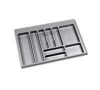 EMUCA - Organizador de Cubiertos, Organizador cajón de Cocina, cubertero 736x482mm, 9 compartimientos, módulo 80cm, Plástico, Gris