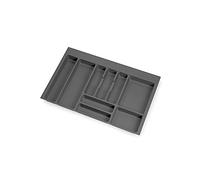 EMUCA - Organizador de Cubiertos, organizador cajón de cocina, cubertero, 9 compartimientos, módulo 80cm, Plástico, Gris Antracita