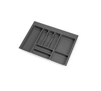 EMUCA - Organizador de Cubiertos, organizador cajón de cocina, cubertero, 8 compartimientos, módulo 70cm, Plástico, Gris Antracita