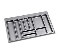 EMUCA - Organizador de Cubiertos, organizador cajón de cocina, cubertero, 10 compartimientos, módulo 90cm, Plástico, Gris