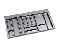 EMUCA - Organizador de Cubiertos, organizador cajón de cocina, cubertero, 12 compartimientos, módulo 100cm, Plástico, Gris