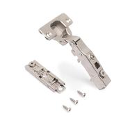 Emuca - Pack de 20 bisagras rectas X91 con cierre suave y suplemento recto para atornillar, Altura 1, Acero, Niquelado