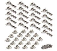 Emuca - Pack de 20 bisagras súper codo x91. Ø35mm. Apertura 105°, cierre suave para puerta arremetida y suplementos Euro con regulación excéntrica, Color Níquel.
