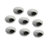 Emuca - Pasacables de mesa circular Ø60mm de zamac cromado, tapa pasacables encastrable en mesa de oficina/escritorio, lote de 8
