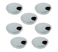 EMUCA - Pasacables de Mesa Circular Ø80mm de zamac Cromado Mate, Tapa pasacables encastrable en Mesa de Oficina/Escritorio, Lote de 7