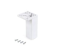 Emuca - Patas para mueble, Pies de plástico para muebles color cromado, Lote de pies con tornillos de montaje, varios modelos (H 100mm Esquina (lote 4 un), Blanco)