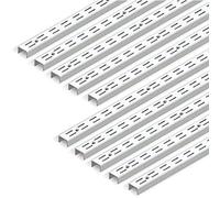 EMUCA - Perfil Cremallera estanteria Blanco, perforación Doble 32mm para escuadras de Estante, L 951mm, Pack de 10 Piezas