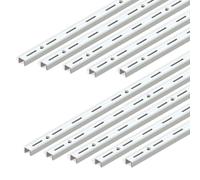 EMUCA - Perfil Cremallera estanteria Blanco, perforación Simple 50mm para escuadras de Estante, L 1000mm, Pack de 10 Piezas