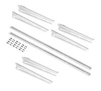 Emuca - Perfiles de fijación a pared y soportes para estante Jagmet, 380, Pintado blanco, Acero