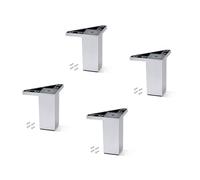 EMUCA - Pies de plástico para Muebles, Patas para Mueble, Lote de 4 pies, Cromado, Altura 100mm con Tornillos de Montaje
