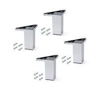 EMUCA - Pies para Muebles de plástico Gris Metalizado, Patas para Mueble, Lote de 4 pies de Altura 100mm con Tornillos de Montaje