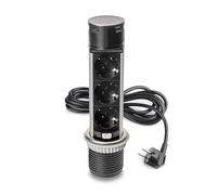 Emuca - Regleta Enchufe encastrable, Regleta multienchufe retráctil, Vertikal Push, ø60mm, 3 enchufes Tipo Schuko, 1 USB Tipo A, 1 USB Tipo C, Acero y Plástico, Acero Inoxidable