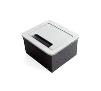 Emuca - Regletas Enchufe, Regleta multienchufe retráctil para empotrar en la Mesa, Base de enchufes multiconector (Enchufe EU Tipo F, USB y HDMI), 145x130mm, Gris Metalizado