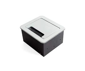 Emuca - Regletas Enchufe, Regleta multienchufe retráctil para empotrar en la Mesa, Base de enchufes multiconector (Enchufe EU Tipo F, USB y HDMI), 145x130mm, Gris Metalizado