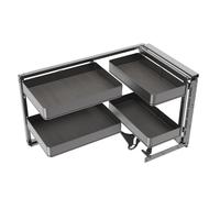 Emuca Rinconero extraíble Harmony para muebles de cocina, Derecha, Acero y Madera, Gris antracita