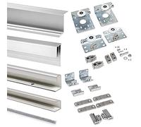 Emuca - Sistema corredero para armario 2 puertas colgadas, espesor 16 mm, tableros no incluidos, antidescarrilamiento, perfiles aluminio, Gris metalizado