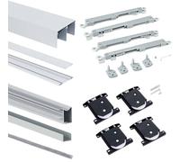 Emuca - Sistema corredero para armario 2 puertas rodadura inferior, espesor 16 mm, cierre suave, tableros no incluidos, perfiles aluminio, Anodizado mate