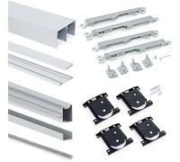 EMUCA - Sistema corredero para Armario 2 Puertas Rodadura Inferior, Espesor 18 mm, Cierre Suave, tableros no incluidos, perfiles Aluminio, Anodizado Mate