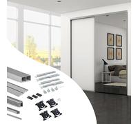 EMUCA - Sistema corredero para Armario de 2 Puertas con Perfil Tirador Sharp, Espesor 16 mm, Cierre Suave, tableros no incluidos, Anodizado Mate