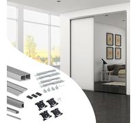 Emuca - Sistema corredero para armario de 2 puertas con perfil tirador Sharp, espesor 18 mm, cierre suave, tableros no incluidos, Anodizado mate