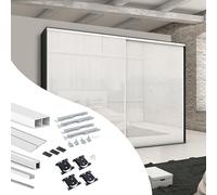 EMUCA - Sistema corredero para Armario de 2 Puertas con Perfil Tirador Sharp, Espesor 19 mm, Cierre Suave, tableros no incluidos, Blanco