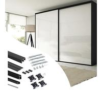 Emuca - Sistema corredero para armario de 2 puertas con perfil tirador Sharp, espesor 19 mm, cierre suave, tableros no incluidos, Negro