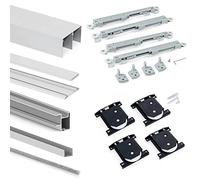 Emuca - Sistema corredero para armario de 2 puertas con perfiles Deep, espesor 18 mm, cierre suave, tableros no incluidos, Anodizado mate