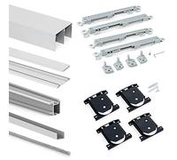 Emuca - Sistema corredero Placard para armario de 2 puertas correderas con perfil Sharp, espesor 16 mm, cierre suave, tableros no incluidos, Anodizado mate