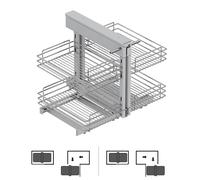 Emuca Sistema de rincón extraíble para mueble de cocina Suprastar, Acero, Cromado