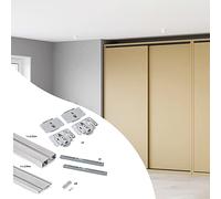 Emuca - Sistema Flow de superficie en formato kit para un armario de 2 puertas correderas de madera apoyadas con cierre suave, tableros no incluidos