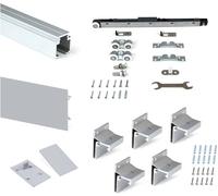 Emuca - Sistema para puertas correderas colgadas de madera, tableros no incluidos, con cierre suave, 80 kg, aluminio anodizado