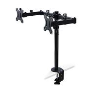 EMUCA - Soporte Monitor Doble para Mesa, 13”-32”, Brazo articulado Pantalla Escritorio MAX. 8 kg, Altura Ajustable, inclinable, Giratorio 360º, MAX VESA 75x75-100x100 mm, Acero Negro
