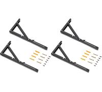 Emuca - Soportes plegables para estante, juego de 2 escuadras abatibles, 403mm, carga máx. 60kg, Pintado negro, Acero (Paquete de 2)