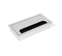 Emuca - Tapa pasacables rectangular 160x80mm para encastrar en escritorio/mesa, organizador de cables para mueble, aluminio, anodizado mate