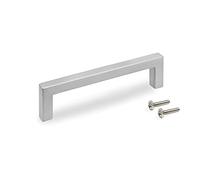 Emuca - Tiradores para mueble, intereje 128 mm, L136 mm, Zamak, Niquel satinado, 5 ud.
