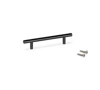 EMUCA - Tiradores para muebles, intereje 192 mm, L 256mm, Acero inoxidable hueco, Pintado negro, 10 ud.